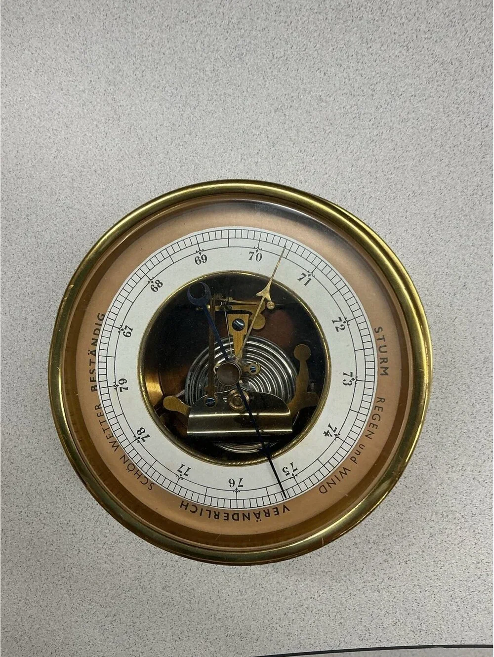 Brass aneroid barometer